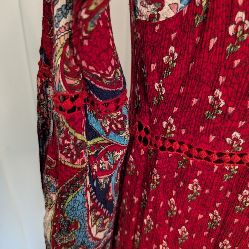 Mini Dress Boho Paisley Floral Size Large - Picture 7 of 13